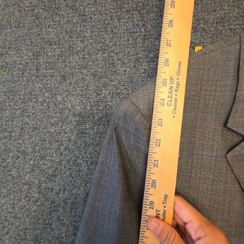 Hart Schaffner Marx Blazer Sport Coat Mens 46 Gray Wool Check Classic Jacket